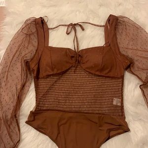 Brown mesh bodysuit